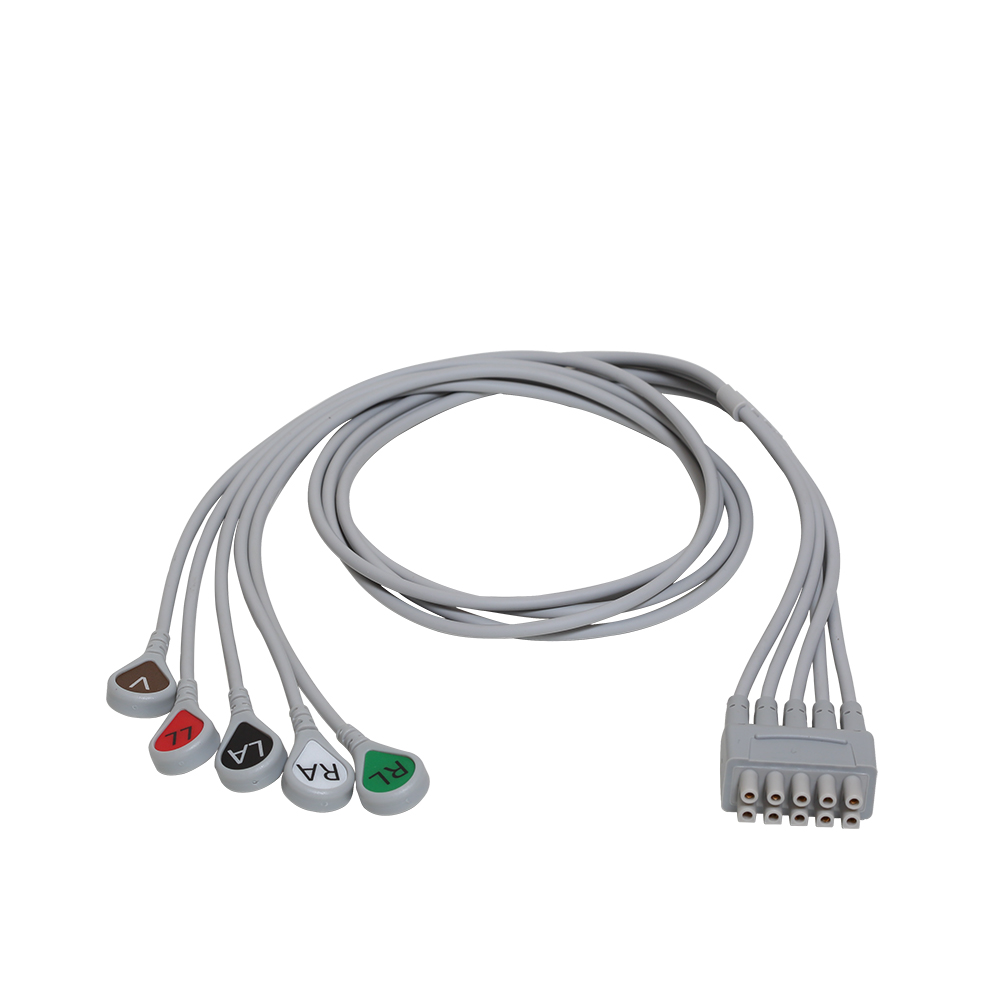 2106383-001-ECG-Leadwire-Set-5-Lead-Grouped-Snap-AHA-74-cm